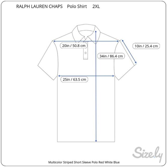 Ralph Lauren Chaps Mens Red White Blue Striped Polo Shirt Short Sleeve Size 2XL - Picture 5 of 7